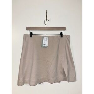 H&M Wrap A Line Leg Slit Mini Skirt NWT Neutral Beige Tan‎ Capsule Size L